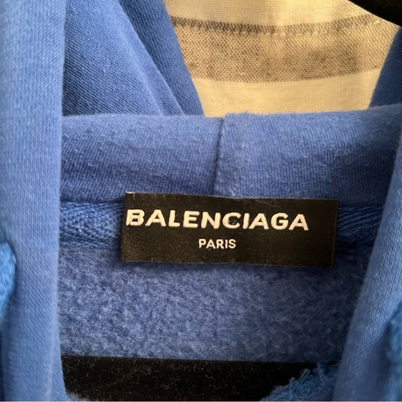 Balenciaga Campaign Logo Navy Hoodie size L - Used - Picture 5 of 5